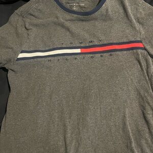 Tommy Hilfiger Charcoal Tee with Red and Navy Stripe
